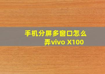 手机分屏多窗口怎么弄vivo X100